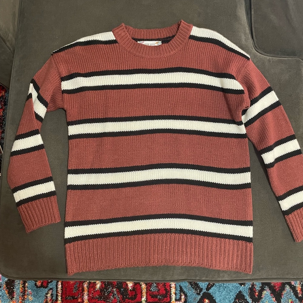 Pink Rose Striped Sweater